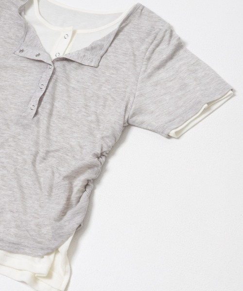 KBF（ケイビーエフ）の「バイカラーヘンリーネックTEE（Tシャツ/カットソー・レディース・グリーン系その他/ブラウン/ライトグレー・ONE）」の19枚目の写真