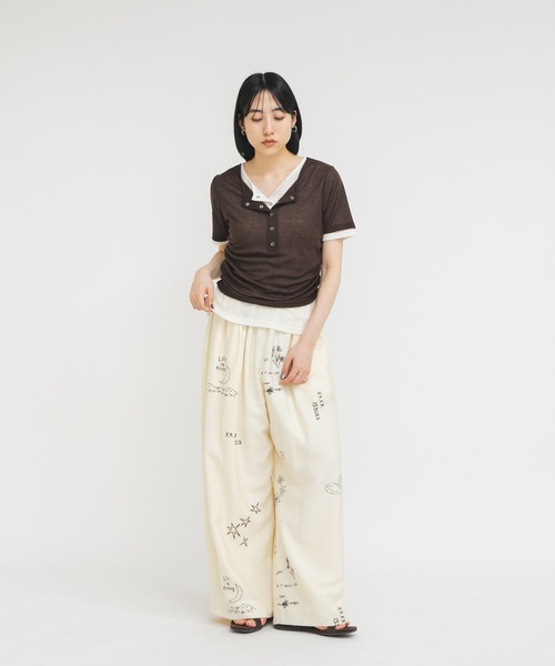 KBF（ケイビーエフ）の「バイカラーヘンリーネックTEE（Tシャツ/カットソー・レディース・グリーン系その他/ブラウン/ライトグレー・ONE）」の9枚目の写真