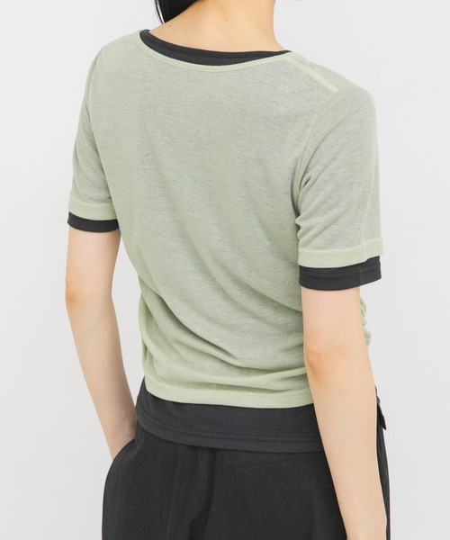 KBF（ケイビーエフ）の「バイカラーヘンリーネックTEE（Tシャツ/カットソー・レディース・グリーン系その他/ブラウン/ライトグレー・ONE）」の13枚目の写真