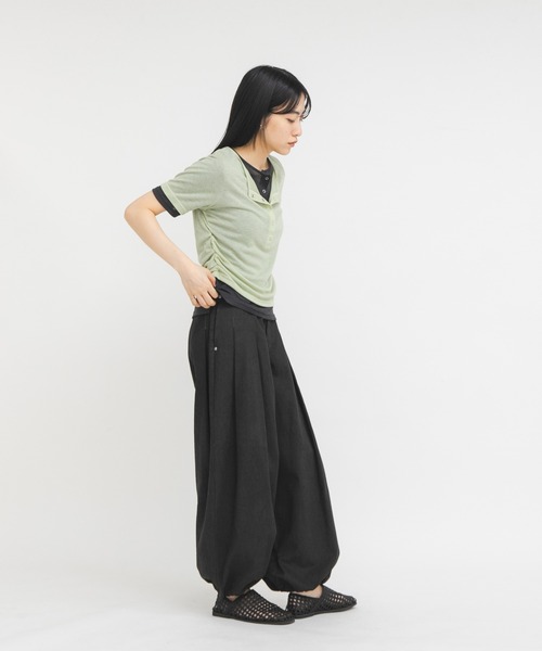 KBF（ケイビーエフ）の「バイカラーヘンリーネックTEE（Tシャツ/カットソー・レディース・グリーン系その他/ブラウン/ライトグレー・ONE）」の15枚目の写真