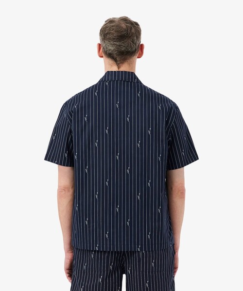 LACOSTE（ラコステ）の「チョークストライププリントツイルオープンカラーシャツ（シャツ/ブラウス・メンズ・ブラック・38/40/39/41）」の2枚目の写真