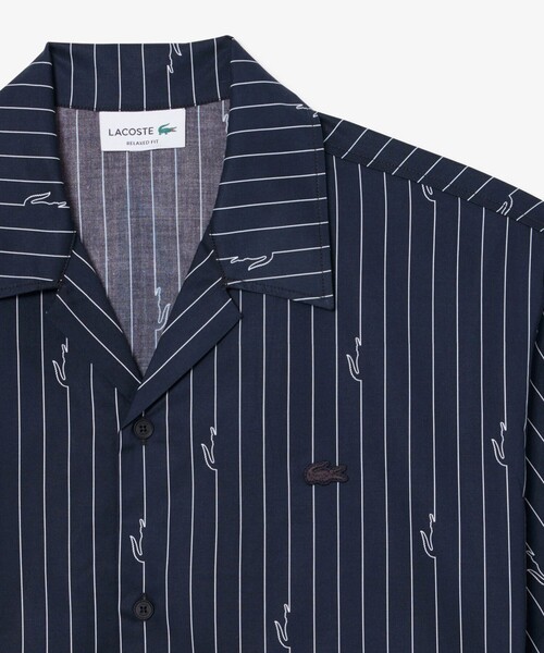 LACOSTE（ラコステ）の「チョークストライププリントツイルオープンカラーシャツ（シャツ/ブラウス・メンズ・ブラック・38/40/39/41）」の5枚目の写真