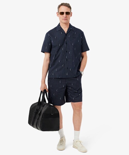 LACOSTE（ラコステ）の「チョークストライププリントツイルオープンカラーシャツ（シャツ/ブラウス・メンズ・ブラック・38/40/39/41）」の8枚目の写真