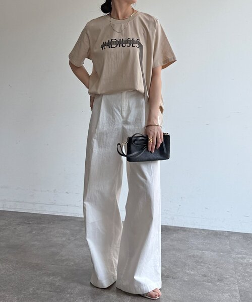 DouDou(ドゥドゥ)の「【WEB限定】ロゴテープTEE(Tシャツ/カットソー・レディース・ブラック/ベージュ/オフホワイト・FREE)」の21枚目の写真