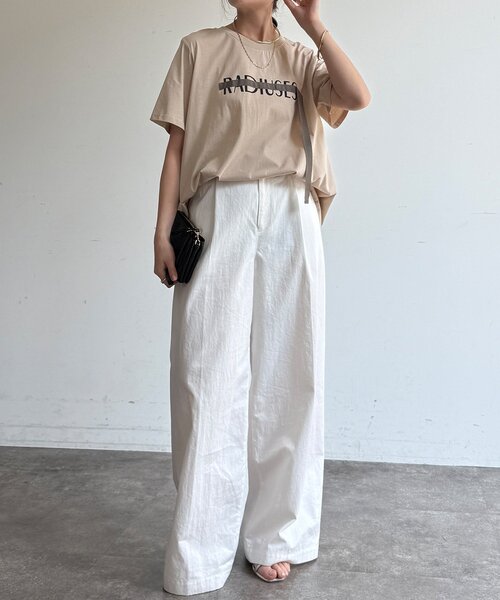 DouDou(ドゥドゥ)の「【WEB限定】ロゴテープTEE(Tシャツ/カットソー・レディース・ブラック/ベージュ/オフホワイト・FREE)」の20枚目の写真