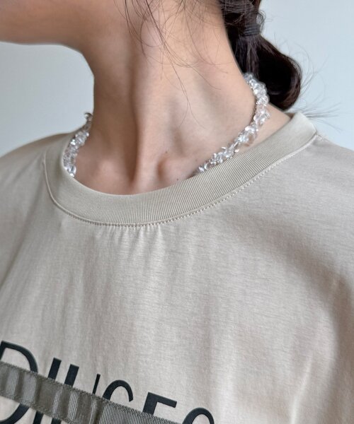 DouDou(ドゥドゥ)の「【WEB限定】ロゴテープTEE(Tシャツ/カットソー・レディース・ブラック/ベージュ/オフホワイト・FREE)」の9枚目の写真