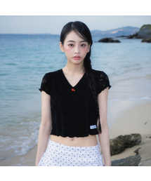 Rose Lace Slim T-shirt [Black]
