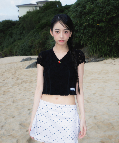 ROSEFRANTZ（ロゼフランツ）の「Rose Lace Slim T-shirt [Black]（Tシャツ/カットソー・レディース・ブラック・OS）」の4枚目の写真