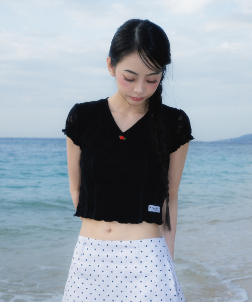 ROSEFRANTZ（ロゼフランツ）の「Rose Lace Slim T-shirt [Black]（Tシャツ/カットソー・レディース・ブラック・OS）」の6枚目の写真