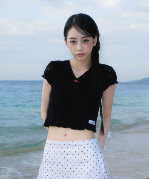 ROSEFRANTZ（ロゼフランツ）の「Rose Lace Slim T-shirt [Black]（Tシャツ/カットソー・レディース・ブラック・OS）」の7枚目の写真