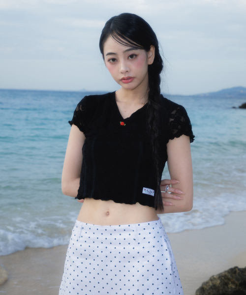 ROSEFRANTZ（ロゼフランツ）の「Rose Lace Slim T-shirt [Black]（Tシャツ/カットソー・レディース・ブラック・OS）」の9枚目の写真