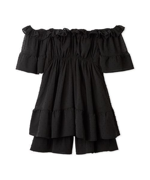 SNIDEL(スナイデル)の「オフショルギャザーセットアップ(ワンピース・レディース・アイボリー/ブラック/ピンクベージュ・0/1)」の3枚目の写真