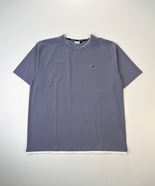 T-MAC OUTING(ティーマック アウティング)の「接触冷感 冷感ポンチ フェイクレイヤード クルーネック 半袖Tシャツ(Tシャツ/カットソー・メンズ・パープル/ホワイト/ブルー/ブラック/グレイッシュベージュ・M)」の4枚目の写真
