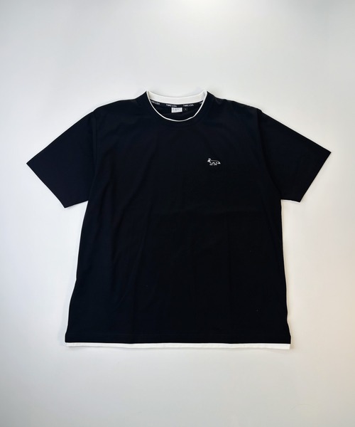 T-MAC OUTING(ティーマック アウティング)の「接触冷感 冷感ポンチ フェイクレイヤード クルーネック 半袖Tシャツ(Tシャツ/カットソー・メンズ・パープル/ホワイト/ブルー/ブラック/グレイッシュベージュ・M)」の2枚目の写真