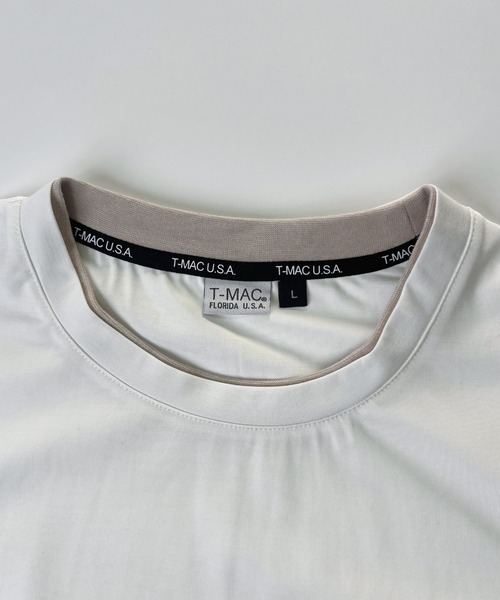 T-MAC OUTING(ティーマック アウティング)の「接触冷感 冷感ポンチ フェイクレイヤード クルーネック 半袖Tシャツ(Tシャツ/カットソー・メンズ・パープル/ホワイト/ブルー/ブラック/グレイッシュベージュ・M)」の8枚目の写真