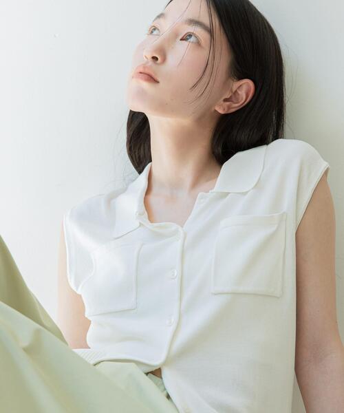 SENSE OF PLACE by URBAN RESEARCH(センスオブプレイスバイアーバンリサーチ)の「『洗濯可』近赤外線カットエリツキニットベスト(ベスト・レディース・レッド/ブラウン/オフホワイト/ブラック・ONE)」の5枚目の写真