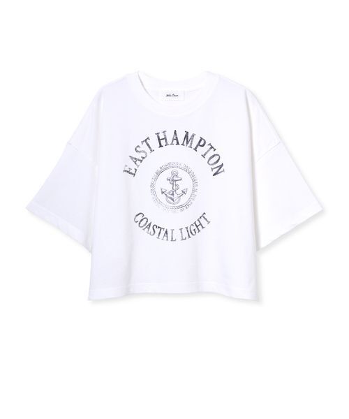 Mila Owen(ミラオーウェン)の「マリンカレッジTシャツ(Tシャツ/カットソー・レディース・モカ/ネイビー/ライム/ホワイト/ライトブルー・F)」の2枚目の写真