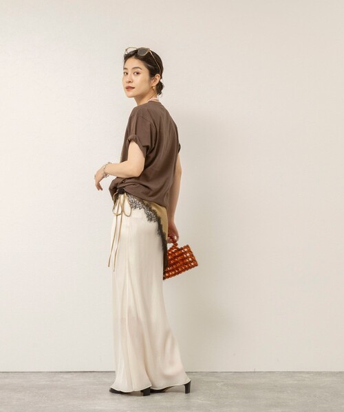 MAQWEL(マクウェル)の「【MAQWEL/マクウェル】ウォッシャブル Maqwel RECORDS オープンエンドプリントTシャツ(Tシャツ/カットソー・レディース・ブラウン/オフホワイト・FREE)」の18枚目の写真