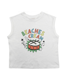 ドラム 袖なしTシャツ-ホワイト