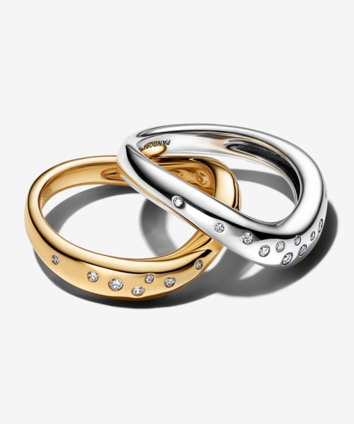 PANDORA(パンドラ)の「オーガニカリー シェイプド ツートーン スタッキング リング(リング・レディース・シルバー×ゴールド・50/48/60/58/56/54/52)」の1枚目の写真