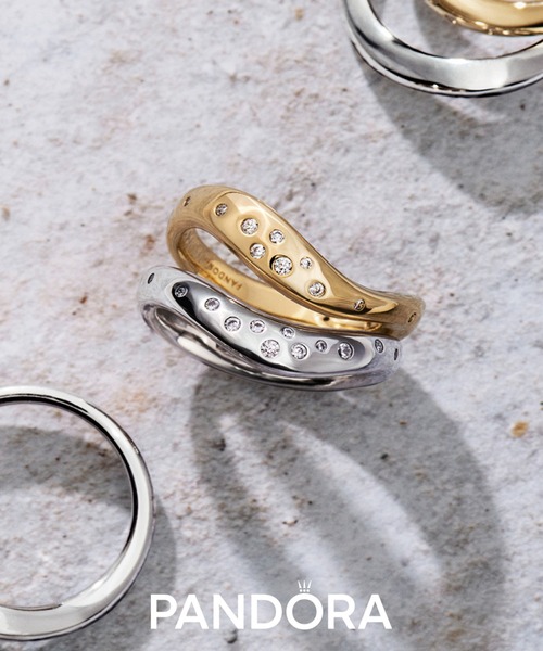 PANDORA(パンドラ)の「オーガニカリー シェイプド ツートーン スタッキング リング(リング・レディース・シルバー×ゴールド・50/48/60/58/56/54/52)」の4枚目の写真