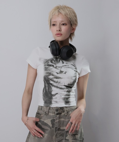 Ulysses(ユリシス)の「CATプリントミニTシャツ(Tシャツ/カットソー・レディース・ホワイト・L/M/S)」の5枚目の写真
