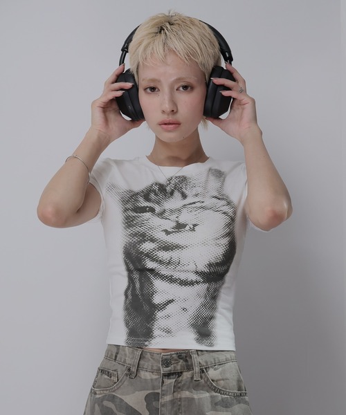 Ulysses(ユリシス)の「CATプリントミニTシャツ(Tシャツ/カットソー・レディース・ホワイト・L/M/S)」の7枚目の写真