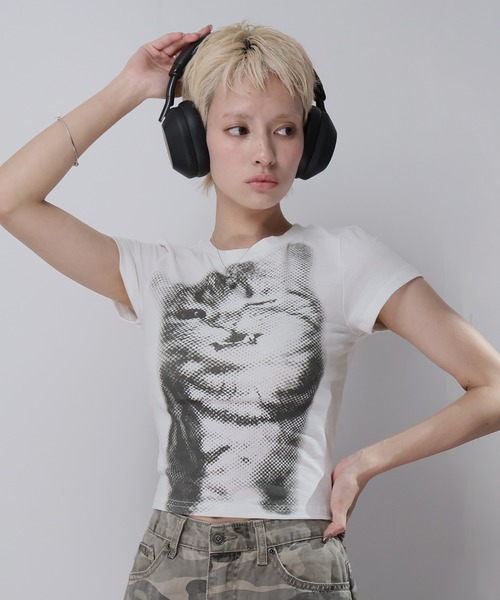 Ulysses(ユリシス)の「CATプリントミニTシャツ(Tシャツ/カットソー・レディース・ホワイト・L/M/S)」の8枚目の写真