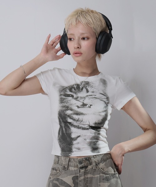Ulysses(ユリシス)の「CATプリントミニTシャツ(Tシャツ/カットソー・レディース・ホワイト・L/M/S)」の9枚目の写真