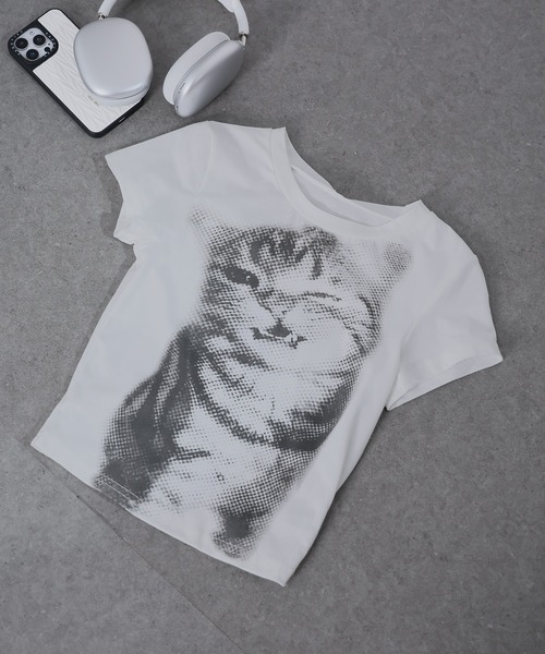 Ulysses(ユリシス)の「CATプリントミニTシャツ(Tシャツ/カットソー・レディース・ホワイト・L/M/S)」の3枚目の写真