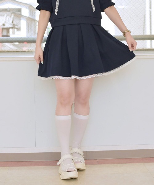 F i.n.t(フィント)の「レース使いヘムミニスカート/fint フィント(スカート・レディース・ライトピンク/ネイビー/ライトブルー・FREE)」の1枚目の写真