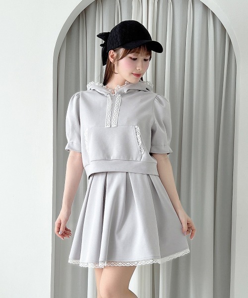 F i.n.t(フィント)の「レース使いヘムミニスカート/fint フィント(スカート・レディース・ライトピンク/ネイビー/ライトブルー・FREE)」の5枚目の写真