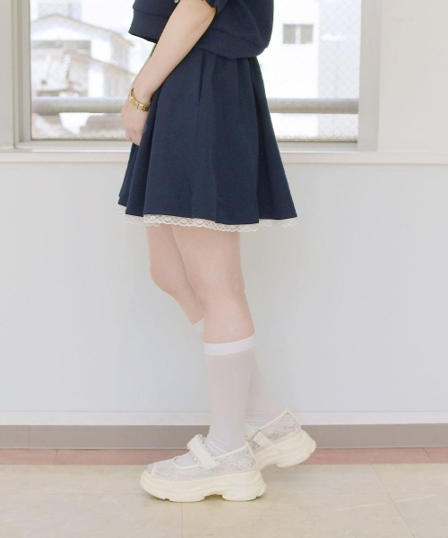 F i.n.t(フィント)の「レース使いヘムミニスカート/fint フィント(スカート・レディース・ライトピンク/ネイビー/ライトブルー・FREE)」の9枚目の写真