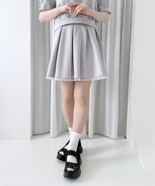 F i.n.t(フィント)の「レース使いヘムミニスカート/fint フィント(スカート・レディース・ライトピンク/ネイビー/ライトブルー・FREE)」の6枚目の写真