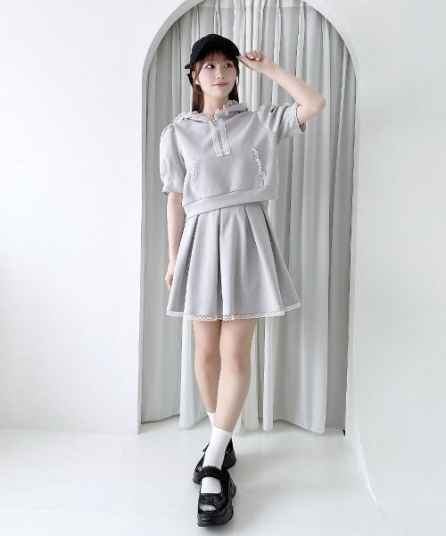 F i.n.t(フィント)の「レース使いヘムミニスカート/fint フィント(スカート・レディース・ライトピンク/ネイビー/ライトブルー・FREE)」の7枚目の写真
