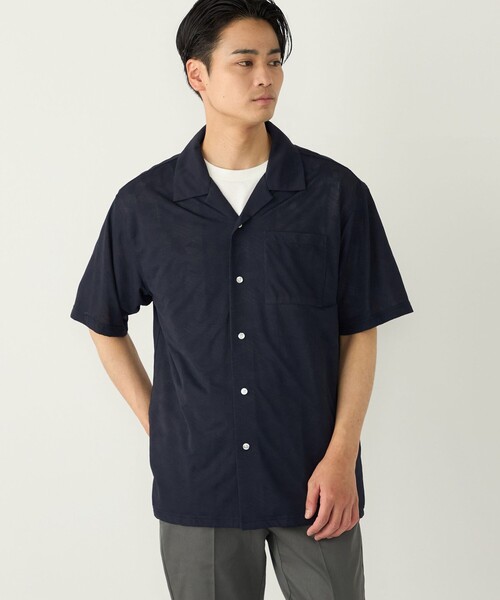 SHIPS Colors(シップス カラーズ)の「SHIPS Colors:〈接触冷感〉カット ジャカード オープンカラー シャツ(シャツ/ブラウス・メンズ・グレー/ネイビー/ライトグリーン・X-LARGE/MEDIUM/LARGE)」の3枚目の写真