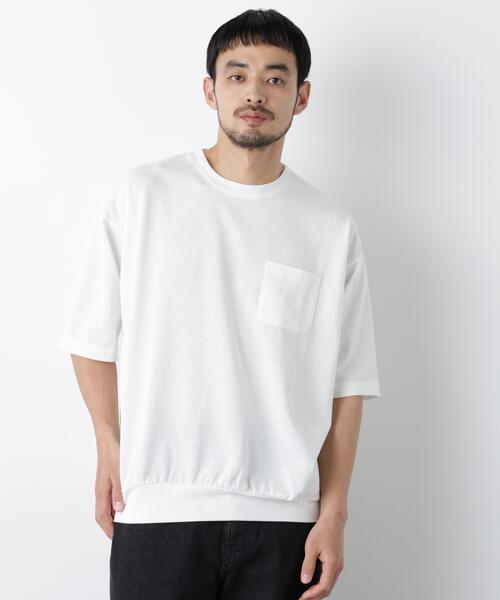 NANO universe(ナノユニバース)の「TCオーバーサイズTシャツ 半袖(Tシャツ/カットソー・メンズ・ホワイト/ネイビー/ベージュ・L/M)」の4枚目の写真