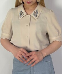 NICOLE CLUB | ビッグカラー刺繍ブラウス(シャツ/ブラウス)