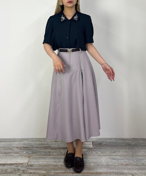 NICOLE CLUB(ニコル クラブ)の「ビッグカラー刺繍ブラウス(シャツ/ブラウス・レディース・オフホワイト/ネイビー/イエロー・M)」の10枚目の写真