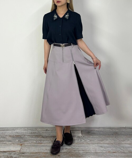 NICOLE CLUB(ニコル クラブ)の「ビッグカラー刺繍ブラウス(シャツ/ブラウス・レディース・オフホワイト/ネイビー/イエロー・M)」の11枚目の写真