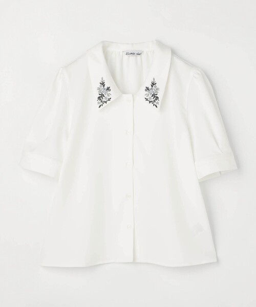 NICOLE CLUB(ニコル クラブ)の「ビッグカラー刺繍ブラウス(シャツ/ブラウス・レディース・オフホワイト/ネイビー/イエロー・M)」の13枚目の写真