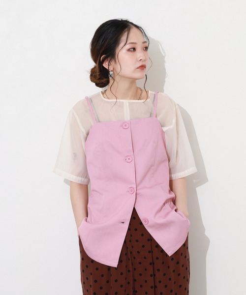 Re:EDIT（リエディ）の「TRツイルボタンダウンビスチェ（シャツ/ブラウス・レディース・ピンク・L/M）」の15枚目の写真