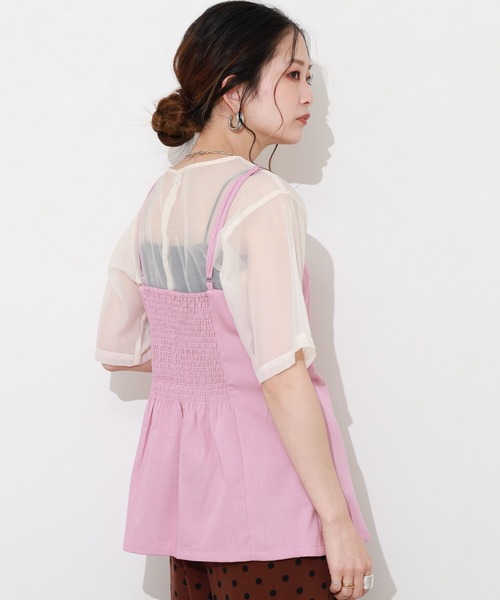Re:EDIT（リエディ）の「TRツイルボタンダウンビスチェ（シャツ/ブラウス・レディース・ピンク・L/M）」の13枚目の写真