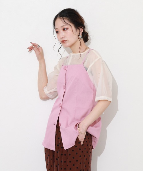 Re:EDIT（リエディ）の「TRツイルボタンダウンビスチェ（シャツ/ブラウス・レディース・ピンク・L/M）」の11枚目の写真