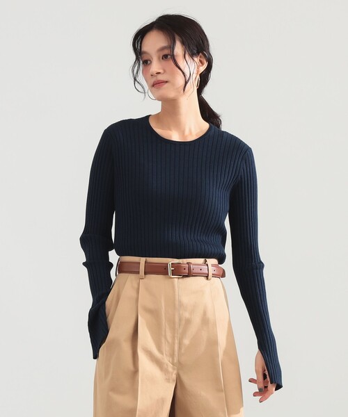 Demi-Luxe BEAMS(デミルクス ビームス)の「16ゲージ ワイドリブ ニット(ニット/セーター・レディース・マスタード/ライトベージュ/ネイビー・ONE SIZE)」の3枚目の写真