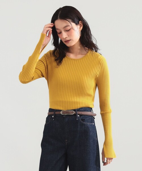 Demi-Luxe BEAMS(デミルクス ビームス)の「16ゲージ ワイドリブ ニット(ニット/セーター・レディース・マスタード/ライトベージュ/ネイビー・ONE SIZE)」の1枚目の写真