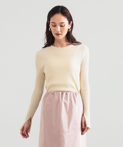 Demi-Luxe BEAMS(デミルクス ビームス)の「16ゲージ ワイドリブ ニット(ニット/セーター・レディース・マスタード/ライトベージュ/ネイビー・ONE SIZE)」の7枚目の写真