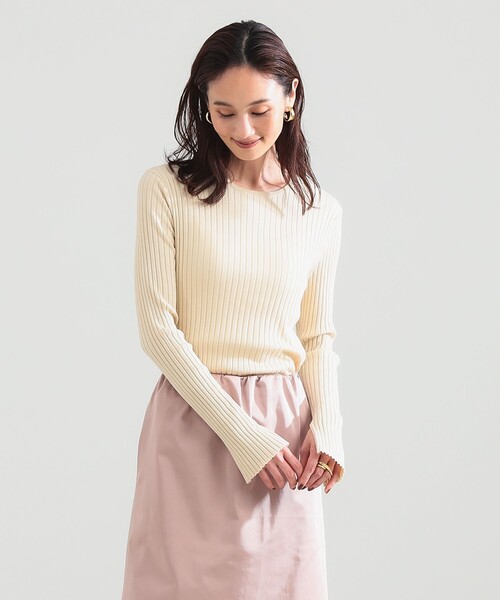 Demi-Luxe BEAMS(デミルクス ビームス)の「16ゲージ ワイドリブ ニット(ニット/セーター・レディース・マスタード/ライトベージュ/ネイビー・ONE SIZE)」の8枚目の写真