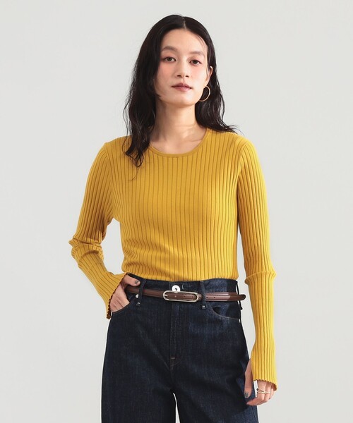 Demi-Luxe BEAMS(デミルクス ビームス)の「16ゲージ ワイドリブ ニット(ニット/セーター・レディース・マスタード/ライトベージュ/ネイビー・ONE SIZE)」の12枚目の写真