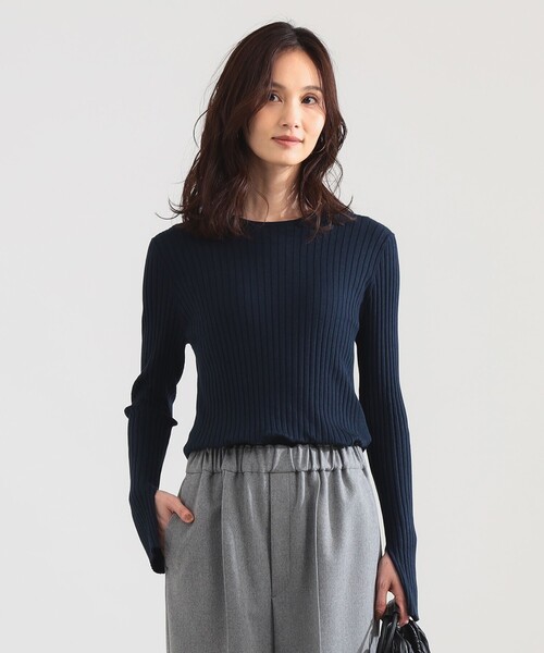 Demi-Luxe BEAMS(デミルクス ビームス)の「16ゲージ ワイドリブ ニット(ニット/セーター・レディース・マスタード/ライトベージュ/ネイビー・ONE SIZE)」の13枚目の写真